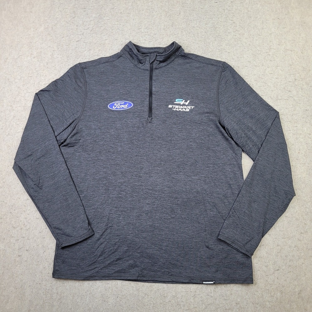 Truewerk B2 1/4 Zip Pullover Mens L Gray Stewart Haas Racing Ford‎ Logo